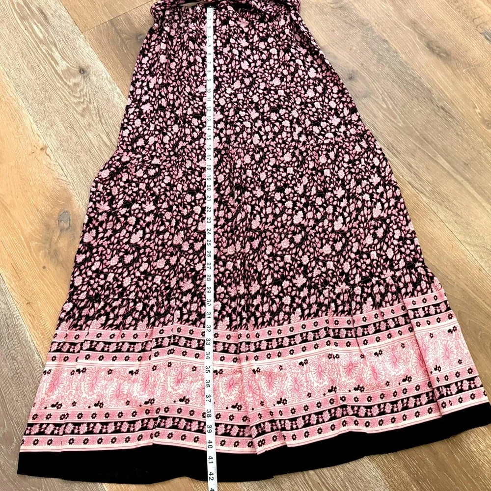 Aqua Black and Pink Floral Palazzo Pants Large - Picture 2 of 7